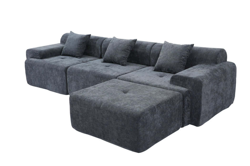 Modular Chenille Sofa with Blocks - Plush Fabric Sections for Freeform Arrangement