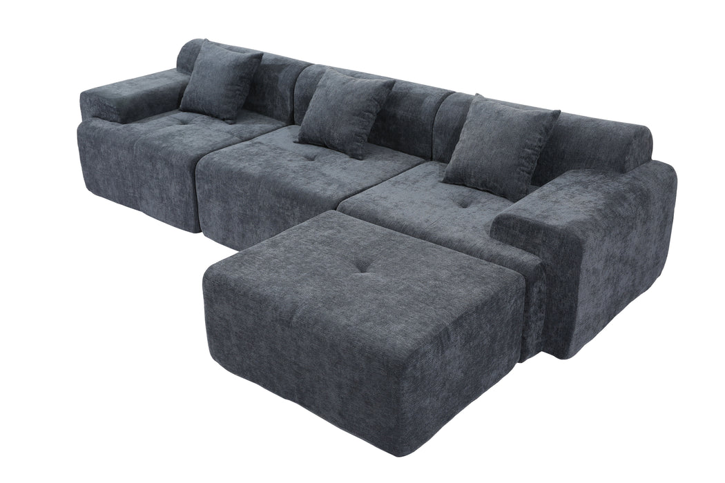Modular Chenille Sofa with Blocks - Plush Fabric Sections for Freeform Arrangement