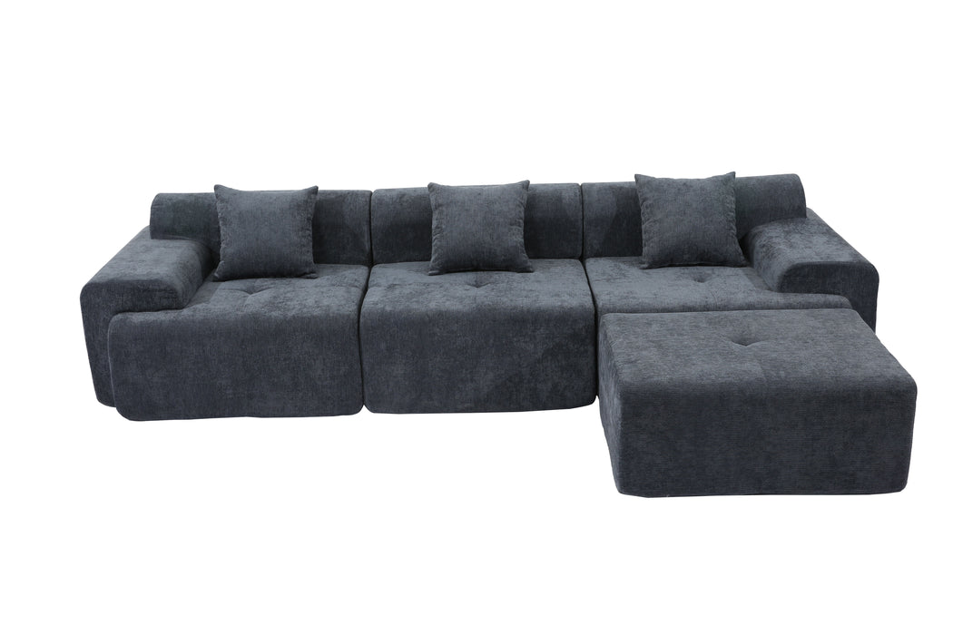 Modular Chenille Sofa with Blocks - Plush Fabric Sections for Freeform Arrangement