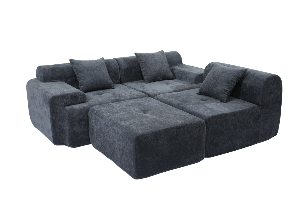Modular Chenille Sofa with Blocks - Plush Fabric Sections for Freeform Arrangement
