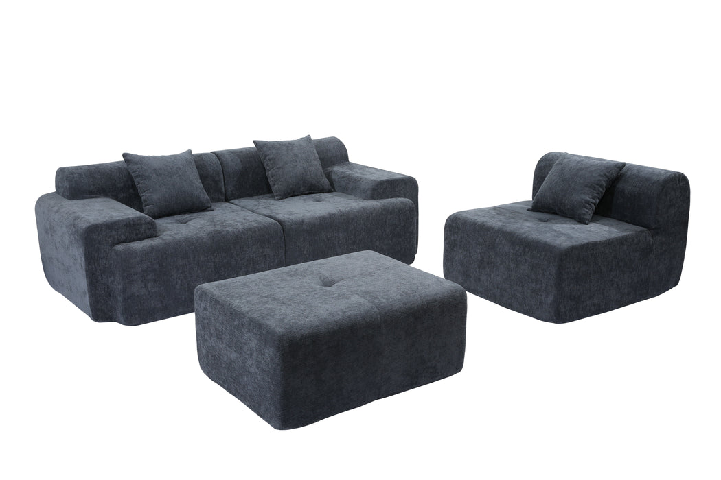 Modular Chenille Sofa with Blocks - Plush Fabric Sections for Freeform Arrangement