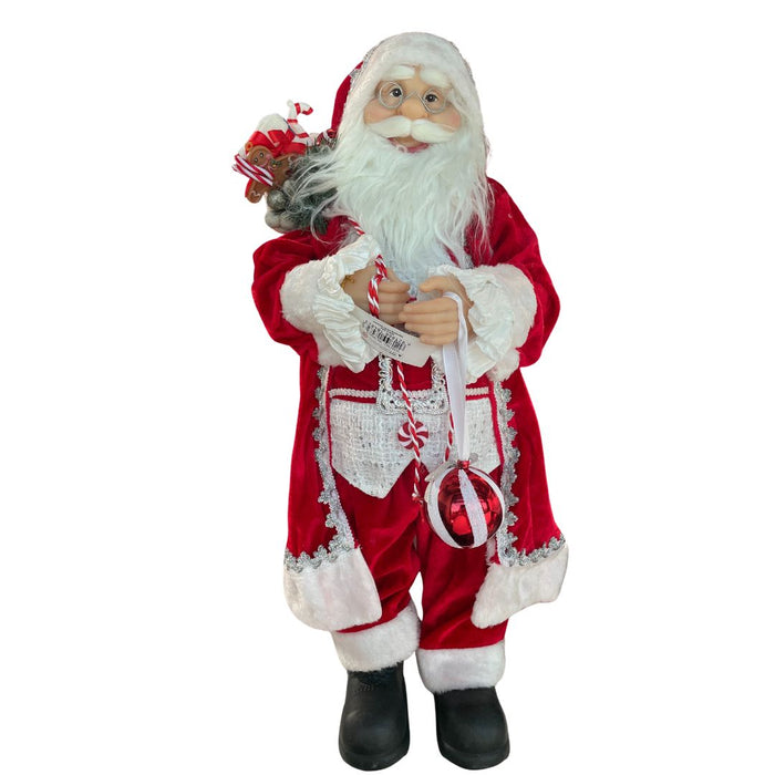 60Cm Christmas Santa Claus Collectible Doll | Plastic & Cloth | Traditional Standing Figurine | Festive Holiday Decor | Non-Electric | Suitable for Ages 14+ | Ideal for Christmas Displays & Collectors