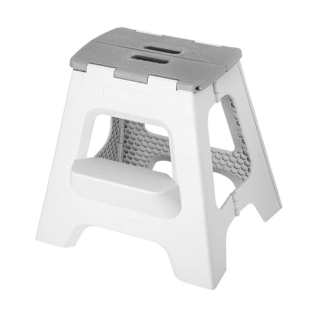 Compact 2 Step Grey Foldable 40cm Stool