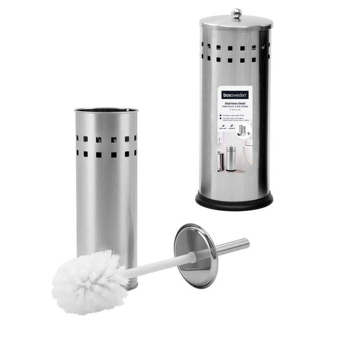 Boxsweden Toilet Brush & Holder Set Stainles Steel Satin Finish
