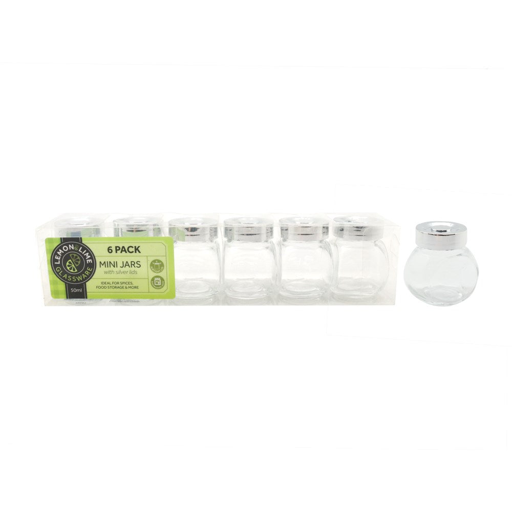 Lemon & Lime GLASS SPICE JARS 6PK 50ML 5X5CM — SOCRATES SUPPLIES
