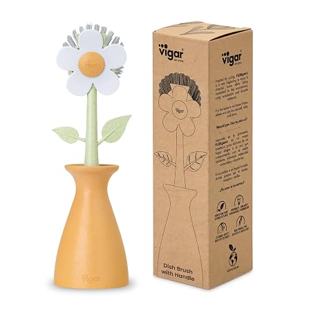 Florganic Orange Dish Brush With Vase