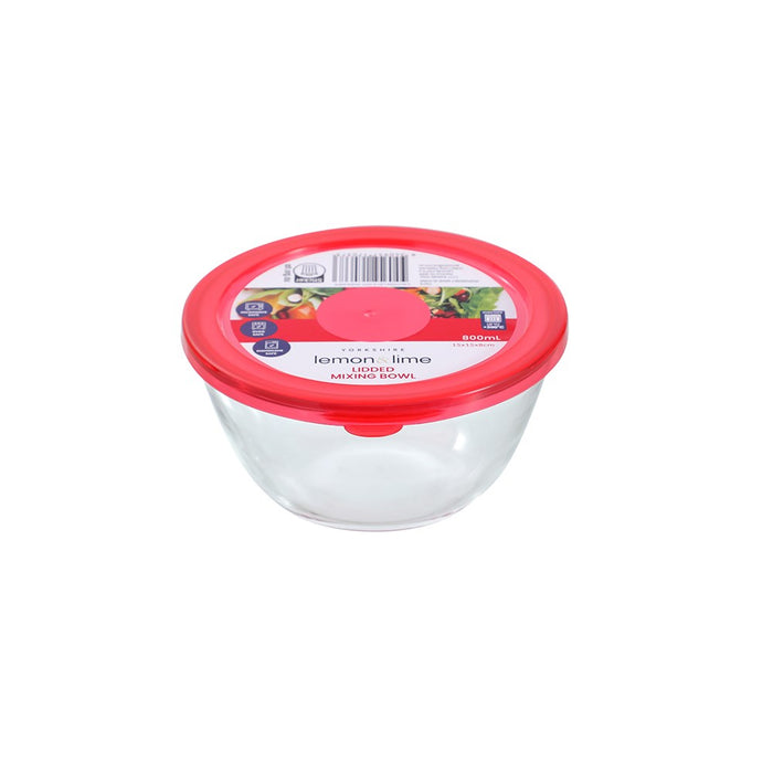 Lemon & Lime YORKSHIRE GLASS MIXING BOWL LIDDED 800ML 15X15X8CM