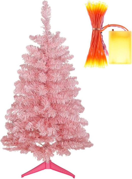 JPM Mini 3FT Artificial Christmas Tree for Tabletop, 50 LED Lights, 164 Branch Tips, Foldable Metal Base & Easy Assembly, Holiday Decor for Home, Office, Apartment