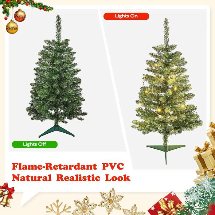 JPM Mini 3FT Artificial Christmas Tree for Tabletop, 50 LED Lights, 164 Branch Tips, Foldable Metal Base & Easy Assembly, Holiday Decor for Home, Office, Apartment