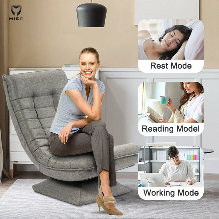 Single Seater Recliner Chair, Lazy Sofa Moon Shaped Foldable 360° Swivel Lounge Chair for Living Room, Bedroom, Gaming Use