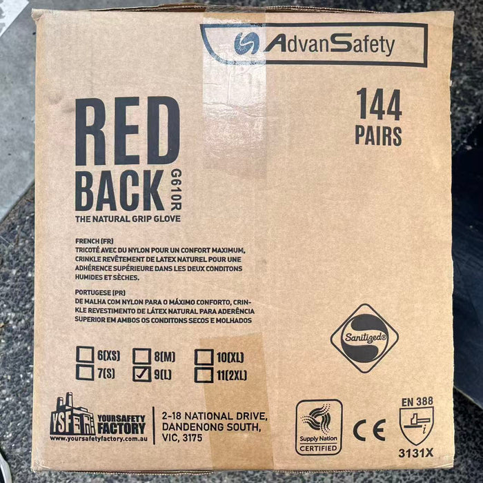 Redbacks Latex Coated Gloves G610R - Superior Protection with 100% Nylon Shell