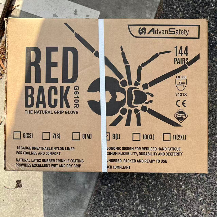 Redbacks Latex Coated Gloves G610R - Superior Protection with 100% Nylon Shell