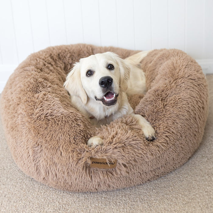 Paws & Claws CALMING PLUSH BED CAMEL LARGE 70X70X21CM