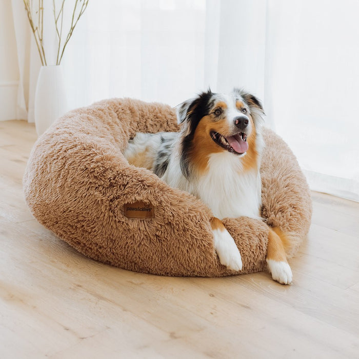 Paws & Claws CALMING PLUSH BED CAMEL LARGE 70X70X21CM
