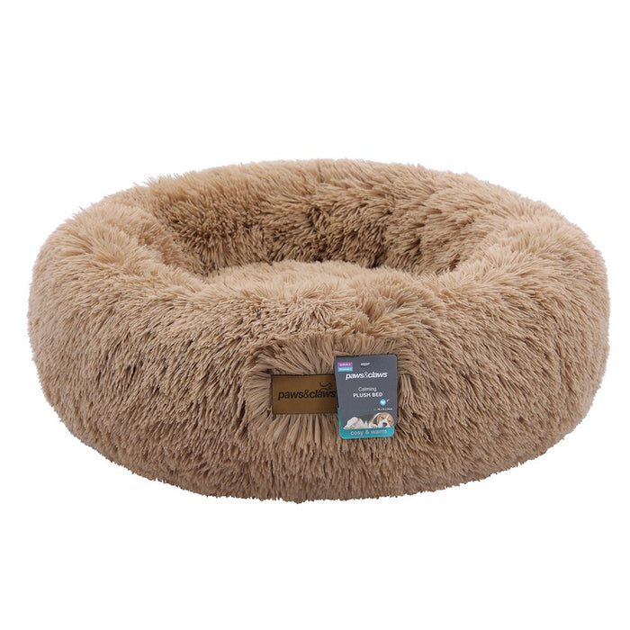 Paws & Claws CALMING PLUSH BED CAMEL LARGE 70X70X21CM