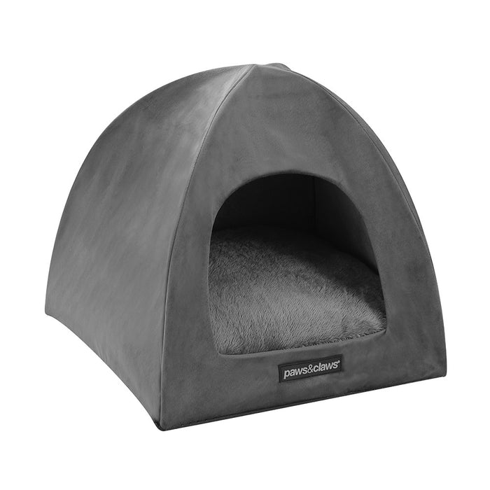 Paws & Claws LUX VELVET CAT CAVE DK. GREY 38X38X35CM