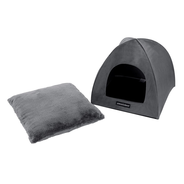 Paws & Claws LUX VELVET CAT CAVE DK. GREY 38X38X35CM