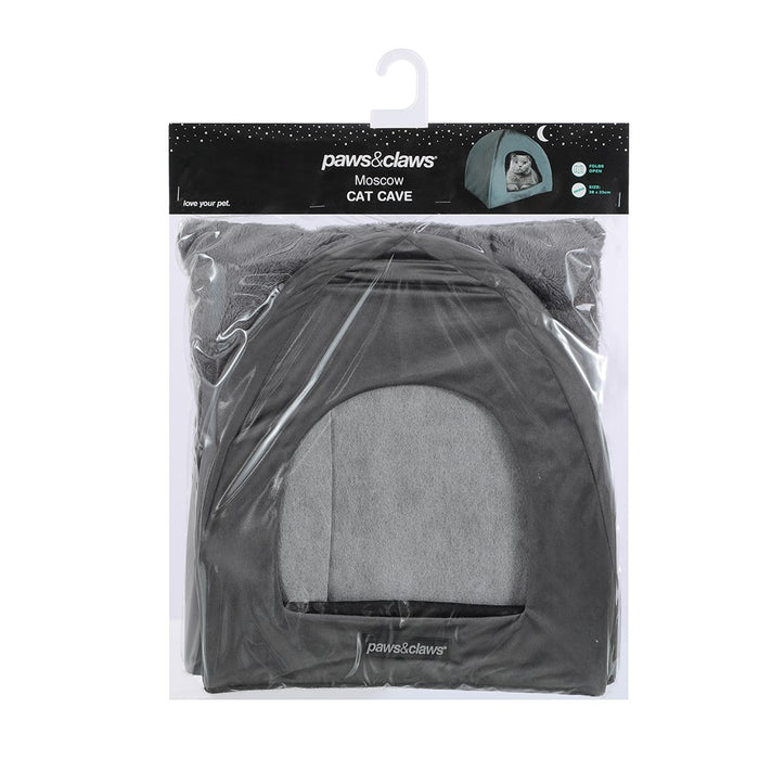 Paws & Claws LUX VELVET CAT CAVE DK. GREY 38X38X35CM