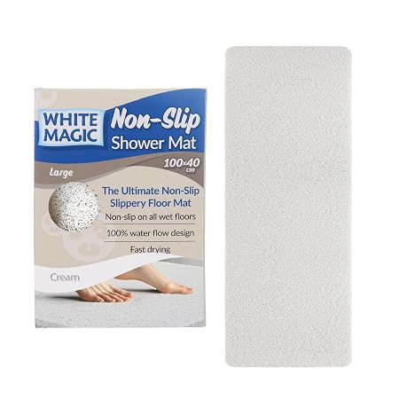 White Magic Non-Slip Shower Mat Large- Cream