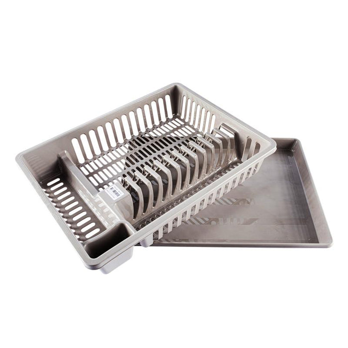 Dish Drying Rack With Tray 47cm x 36cm x 10cm - Assorted White & Grey