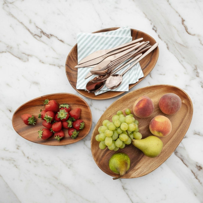 2 set Acacia Free Shape Plates - S ¨C 25cm long x 16cm wide x 2.5cm thick