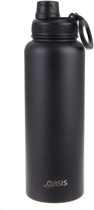 Oasis Stainless Steel Double Wall Insulated Challenger Bottle W/Screw Cap 1.1L - Black