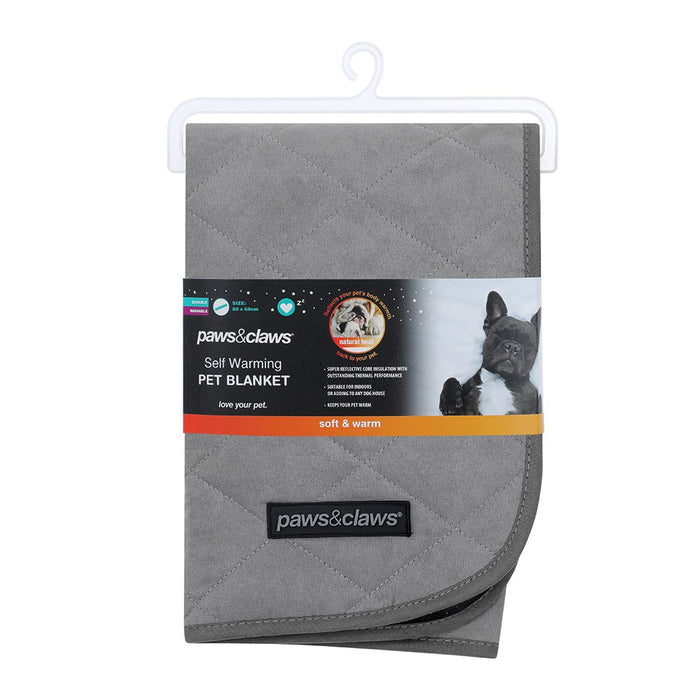 Paws & Claws SELF WARMING PET BLANKET GREY 80X60CM