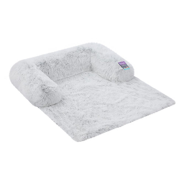 Paws & Claws CALMING PLUSH LOUNGER SILVER 102X89X16CM