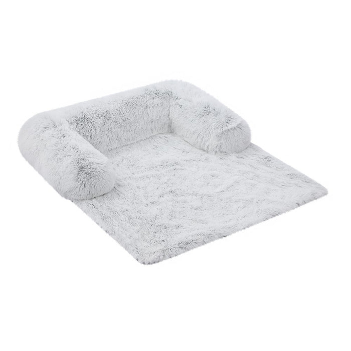 Paws & Claws CALMING PLUSH LOUNGER SILVER 102X89X16CM