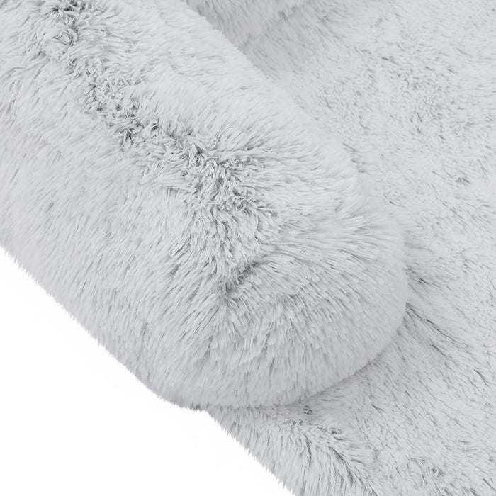Paws & Claws CALMING PLUSH LOUNGER SILVER 102X89X16CM