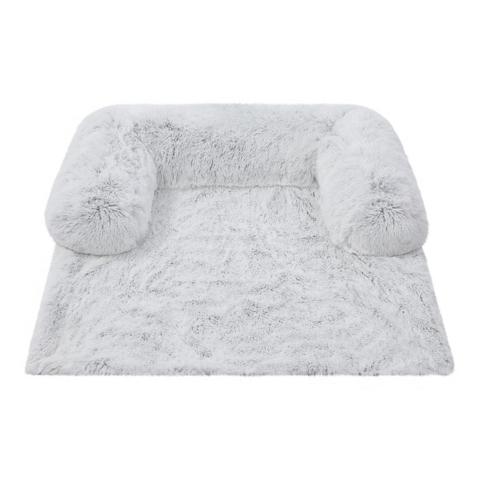 Paws & Claws CALMING PLUSH LOUNGER SILVER 102X89X16CM