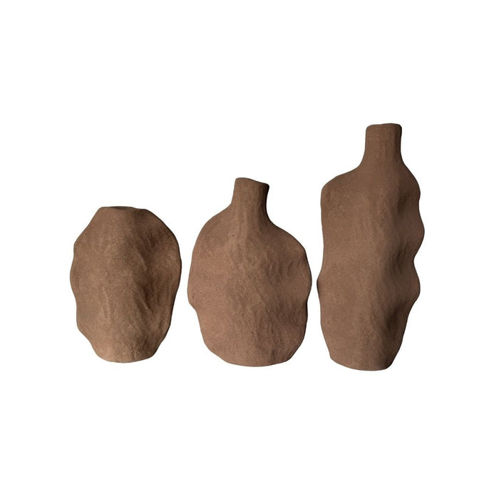 2 set Cala Vases Mocha - (L) 42.5cm tall x 18.5cm wide x 9cm thick