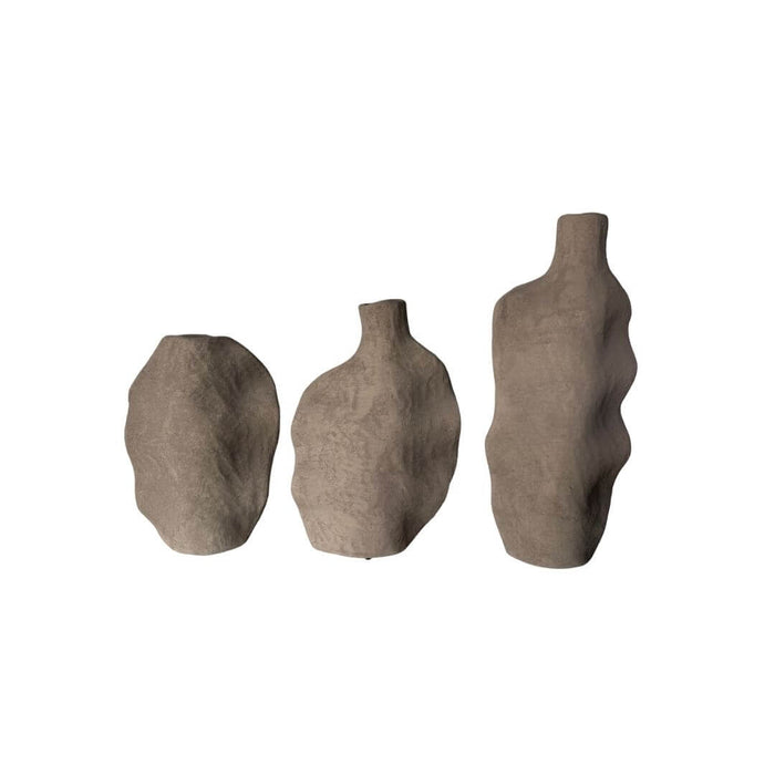 2 set Cala Vases Taupe Stone - (L) 42.5cm tall x 18.5cm wide x 9cm thick