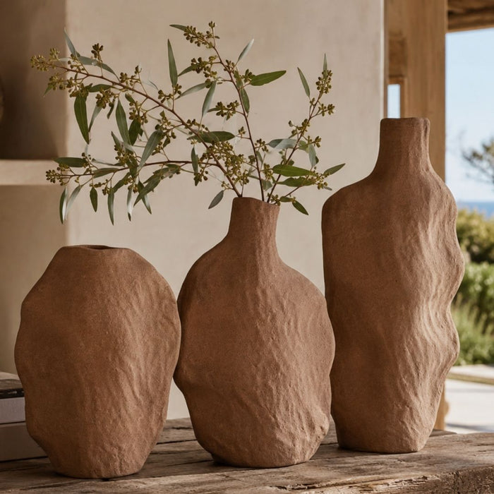 2 set Cala Vases Mocha - (M) 33cm tall x 22.5cm wide x 9.5cm thick