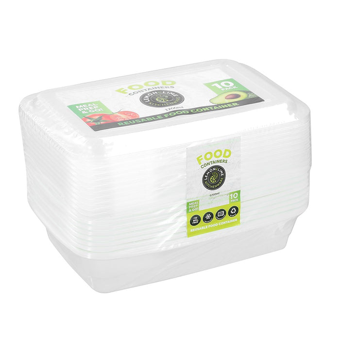 Lemon & Lime REUSABLE FOOD PREP CONTAINER 10PK 1200ML