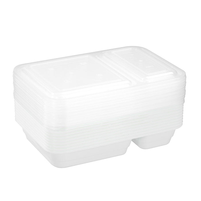 Lemon & Lime REUSABLE FOOD PREP CONTAINER 2 SECTION 10PK 850ML