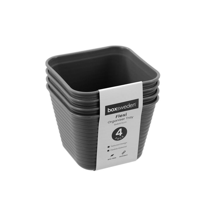 Boxsweden Flexible Organiser Tray 4Pk 8X8X6.5Cm