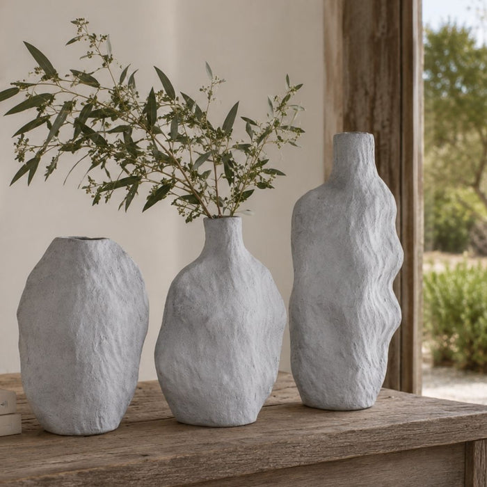 2 set Cala Vases Cloud Stone - (S) 22.5cm tall x 26.5cm wide x 8.5cm thick