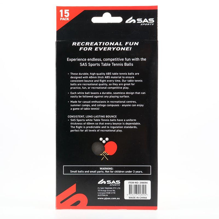 Table Tennis Balls 15pk ABS