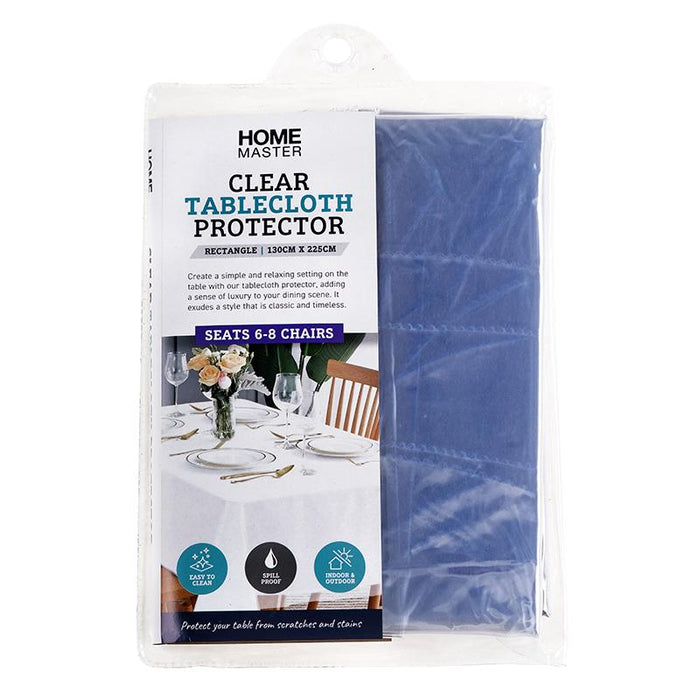 Tablecloth Protector Clear PVC Rectangular 130cm x 225cm (Seats 6-8)