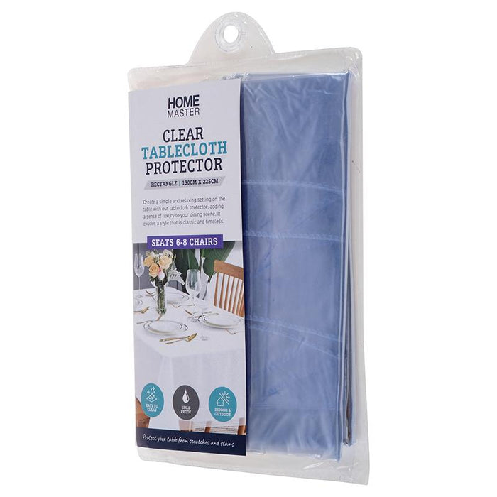 Tablecloth Protector Clear PVC Rectangular 130cm x 225cm (Seats 6-8)