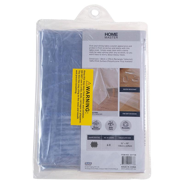 Tablecloth Protector Clear PVC Rectangular 130cm x 225cm (Seats 6-8)