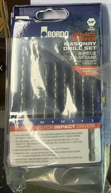 Bordo Tungsten Carbide Tipped Hex Shank Masonry Drill 2534 Series