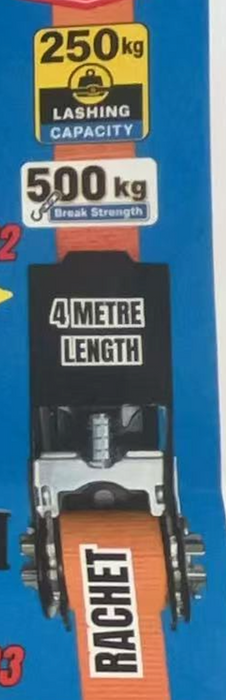 TRADEMARK Ratchet Tie Down Strap 25mm X 4m 2pk