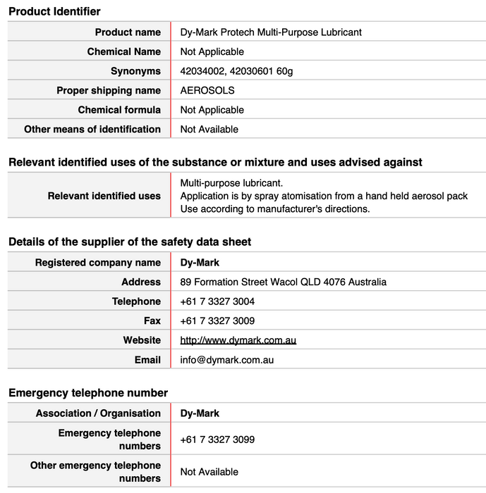 Dy-Mark Protech MultiPurpose Lubricant
