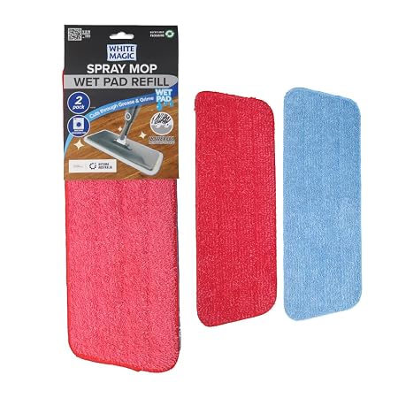 White Magic Spray Mop Wet Pad Refill Blue & Red