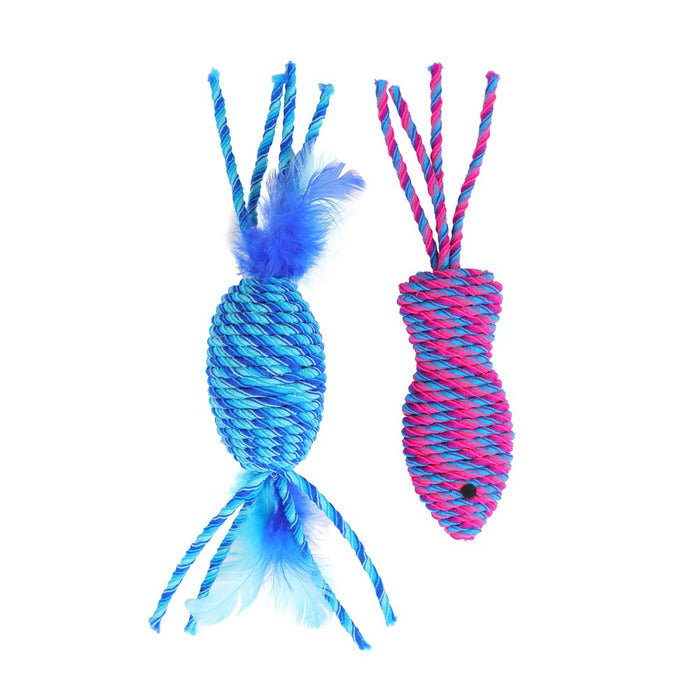 Paws & Claws CARA CAT STRETCHY NEON 2PK CAT TOY 7X3X3CM