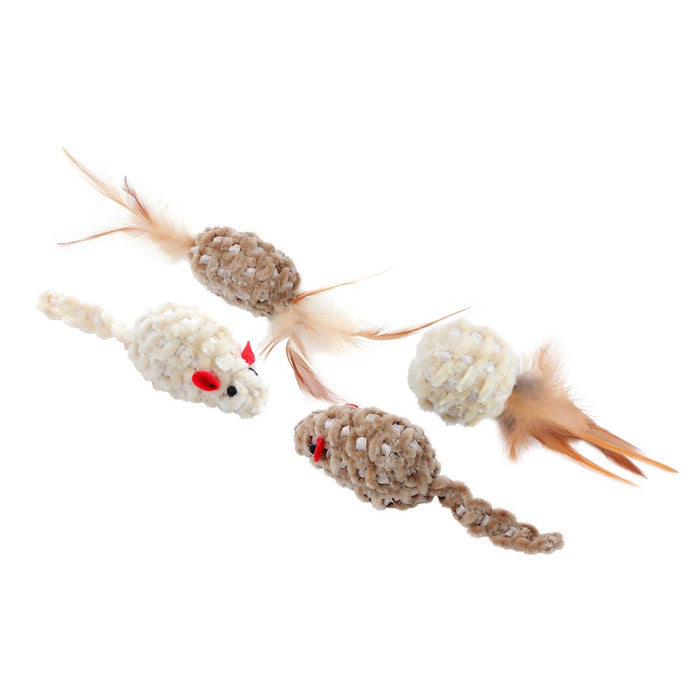 Paws & Claws CARA CAT CHENILLE 2PK CAT TOY 7X3X3CM