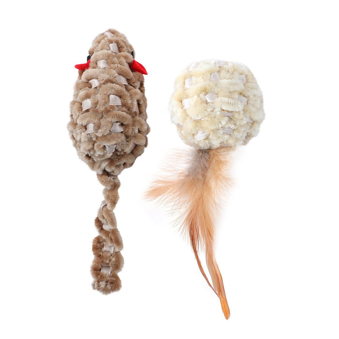 Paws & Claws CARA CAT CHENILLE 2PK CAT TOY 7X3X3CM