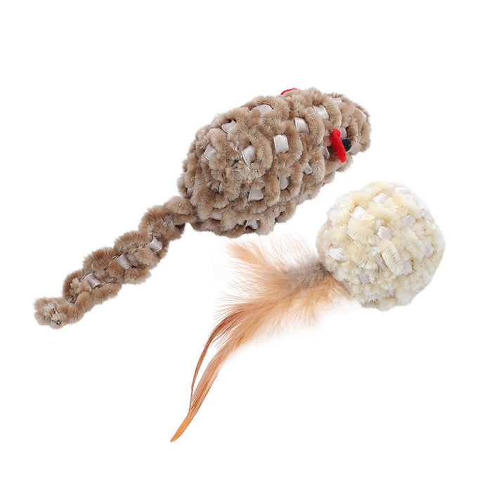 Paws & Claws CARA CAT CHENILLE 2PK CAT TOY 7X3X3CM